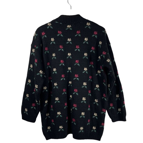 VTG Bungle Boy Women's Patchwork Heart Floral Sweater Black Red Size L - Picture 2 of 6